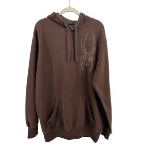 Spyder‎ Men's Brown Spider Graphic Hoodie Sweatshirt Size L Streetwear Comfy